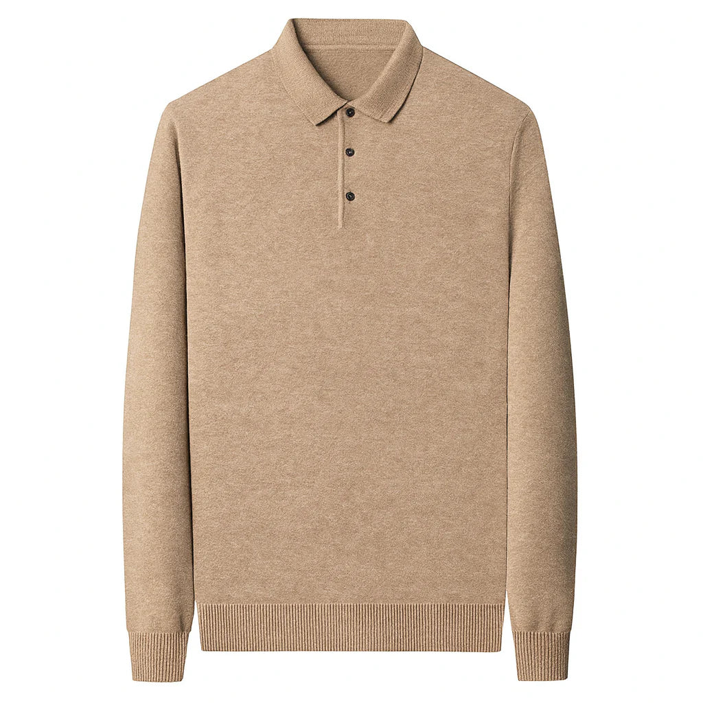 Oxford Knit Polo Sweater – Timeless Warmth and Refined Comfort