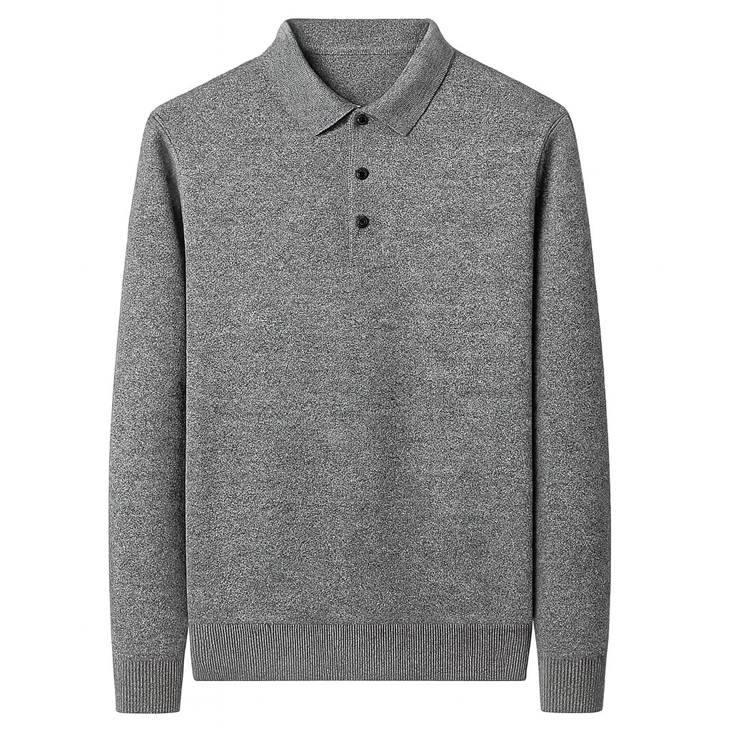 Oxford Knit Polo Sweater – Timeless Warmth and Refined Comfort