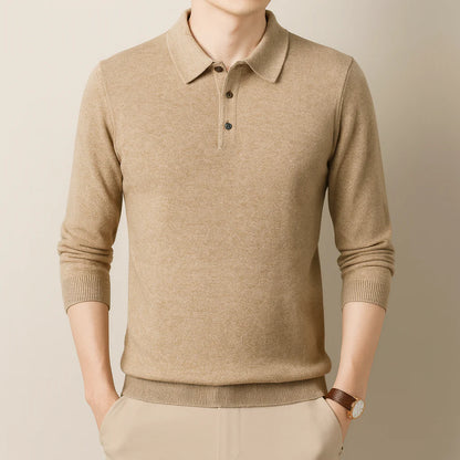 Oxford Knit Polo Sweater – Timeless Warmth and Refined Comfort